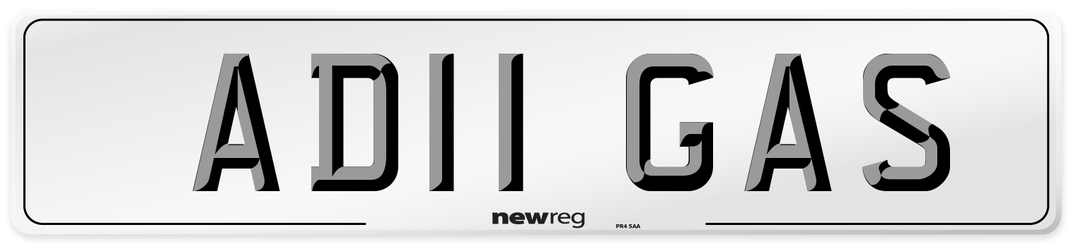 AD11 GAS Number Plate from New Reg